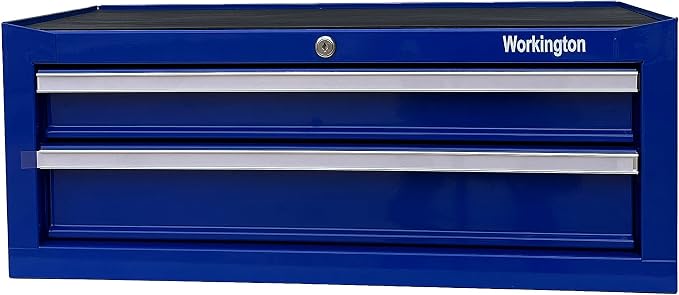 Workington Industrial 2 Drawers Portable Metal Intermediate Box, 26" Middle Tool Chest Cabinet with Ball Bearing Drawer Slides, Steel Tool Storage Box Organizer 4008 Blue