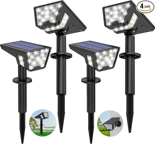 Latband Solar Spot Lights Outdoor Waterproof IP67, Solar Powered Lights Outdoor with 53 LED & 3 Modes, Landscape Spotlight Wall Light for Garden Yard Pathway Driveway 4 Pack (Cool White)