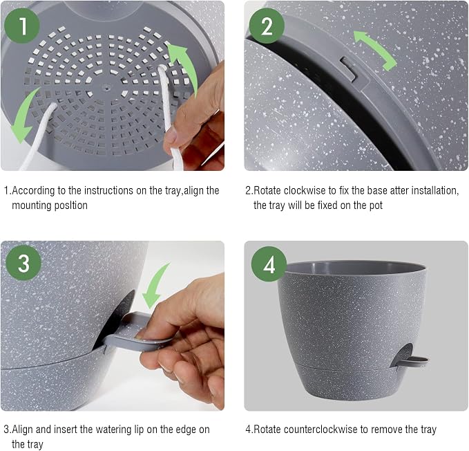SwinDuck 10 Inch Self Watering Hanging Pots, 2 Pack Hanging Planters with 40oZ Deep Reservior for Indoor Outdoor Plants Flowers, Grey