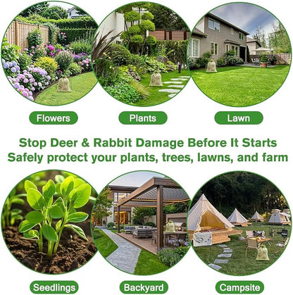 12 Pack Powerful Deer and Rabbit Repellent Pouches, Natural Rabbit Repellent Outdoor Use Safe for Kid & Pet, Effective Deer Away Deer Repellent for Plants, Garden, Yard, Lawn, Orchard & Vegetable Bed