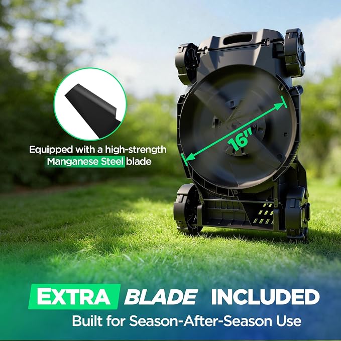 16" Electric Lawn Mower, 40V Cordless Lawn Mower with 2x5.0Ah Batteries & Charger, Brushless Motor, 2-in-1 Mulching & Bagging, 6-Position Height Adjustment, for Small Yards