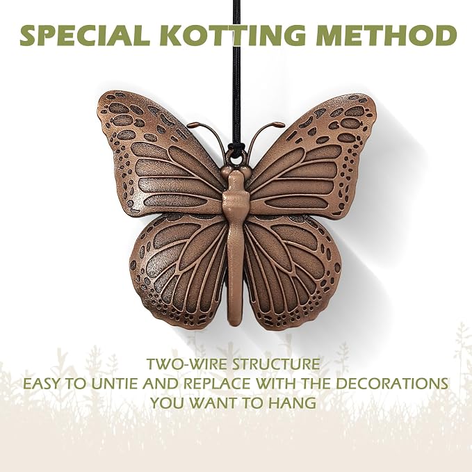 Butterfly Wind Chimes for Outside,32" Outdoor Wind Chime Butterfly Gifts for Women/Mother/Father/Christmas/Unisex,Unique Windchimes Outdoors Zen Garden Patio Home Yard Decor(Copper)