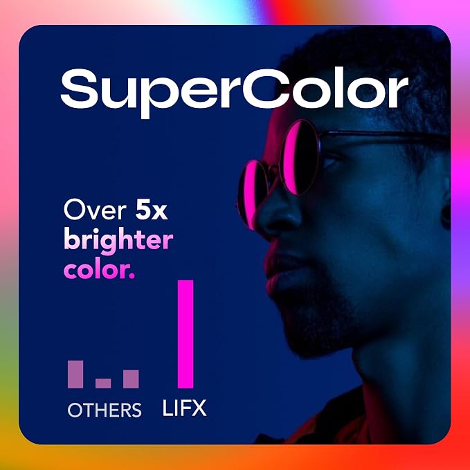 LIFX 24ft Smart Outdoor Extendable String Lights, Wi-Fi 2.4GHz, Color-Changing RGB + Tunable White, App & Voice Control (Alexa, Google, HomeKit), Dynamic Effects & Schedules, Patio & Garden Lighting