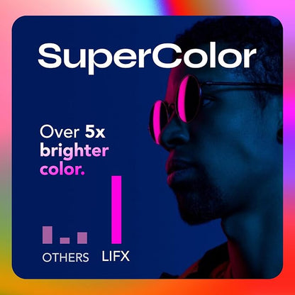 LIFX 24ft Smart Outdoor Extendable String Lights, Wi-Fi 2.4GHz, Color-Changing RGB + Tunable White, App & Voice Control (Alexa, Google, HomeKit), Dynamic Effects & Schedules, Patio & Garden Lighting