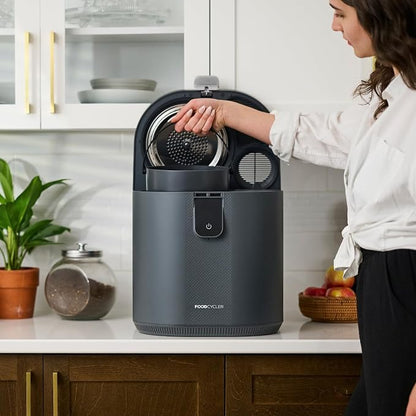 Food Cycler Eco 5 Award-Winning Kitchen Food Recycler | Indoor Composter Bin Alternative | Electric Countertop Food Disposer with Odorless 5L Indoor Food Waste Bin for Easy Waste Management | Grey