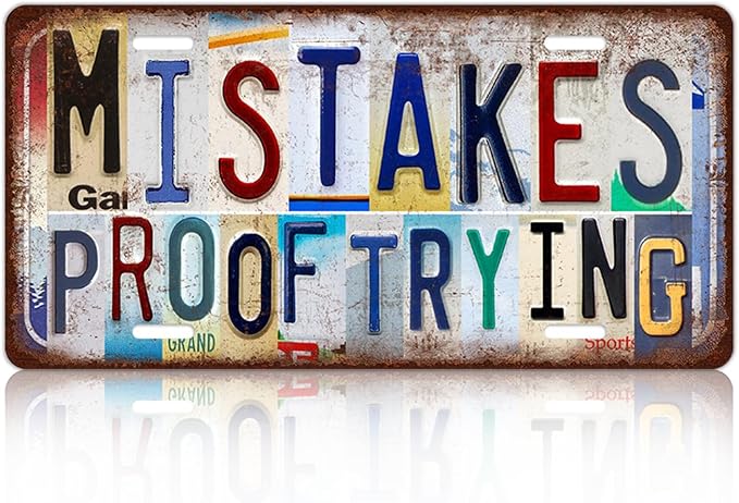 Vintage Wall Decor Mistakes Proof Trying License Plate | Metal Sign Tin Signs For Bedroom Home