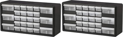 Akro-Mils 26-Drawer Plastic Drawer Storage Cabinet for Garage Organization, Bead Organizer, Building Bricks Storage, Teacher Toolbox, Makeup Organizer, 20-Inch W x 6-Inch D x 10-Inch H, 10126 Black