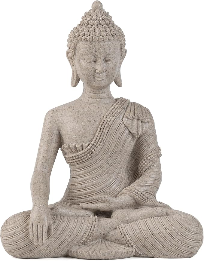 Buddha Statue for Home Decor Beige White-Buddha Statue Large for Spiritual 10.2''-Buddha Decor for Living Room-Buddha Statues for Zen Decor –Indoor Buddha Gift for Shrine , Meditation or Relaxation