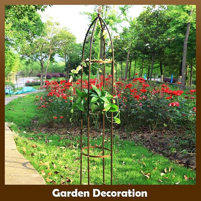 100% Metal Garden Obelisk Trellis Heavy Duty 6.3 ft Tall for Climbing Vines | Upgraded 16mm Thick Steel Tubes Rustproof Bronze Tower, 4.9lb Tall Plant Support Stands for Flowers, Roses, Clematis & Tomato