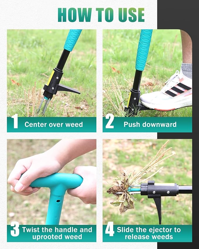 Breeze Touch 39" Weed Pulling Tool, 3-Claw Detachable Weed Puller Tool with Long Handle, Heavy Duty Stand Up Weeder Weeding Tool for Lawn, Yard, Garden, Crabgrass, Dandelion Picker, Weed Remover | 3-Claw Weed Puller Tool，Weed Pulling Tool with Long Han...