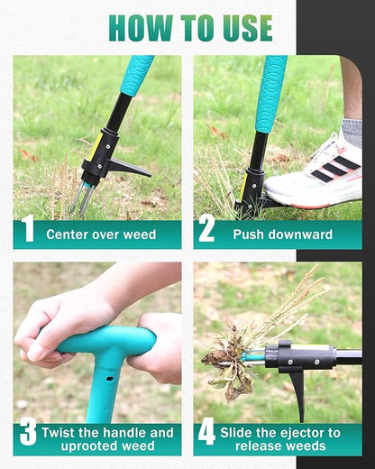 Breeze Touch 39" Weed Pulling Tool, 3-Claw Detachable Weed Puller Tool with Long Handle, Heavy Duty Stand Up Weeder Weeding Tool for Lawn, Yard, Garden, Crabgrass, Dandelion Picker, Weed Remover | 3-Claw Weed Puller Tool，Weed Pulling Tool with Long Han...