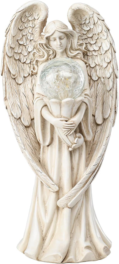 Angel Statues for Garden-Garden Angels Outdoor Statue - Solar Angels Figurines Holding Glass Ball Flower for Outdoor Decor or Housewarming