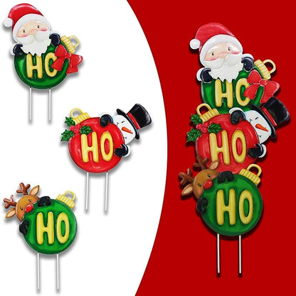3 Pack Metal Christmas Yard Signs Decor for Multiple Stacked, Christmas Yard Stakes Ball Fall Yard Decor for Outside Garden Lawn Porch