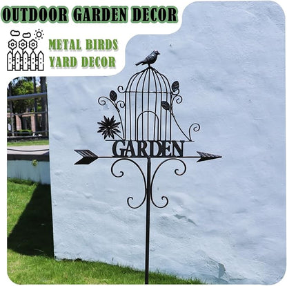 Decorative Garden Stakes，Metal Garden Sign Yard Decorations Outdoor | 58"H Decorative Metal Garden Stakes Outdoor Lawn Backyard Porch Pathway Decor