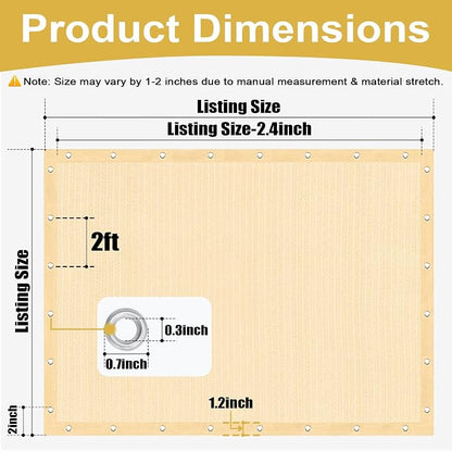 Shade&Beyond 90% Sun Shade Cloth with Grommets, 8' X 12' Pergola Shade Cover Canopy, Mesh Tarp Sun Screens for Patio, Outdoor, Garden, Backyard, Wheat