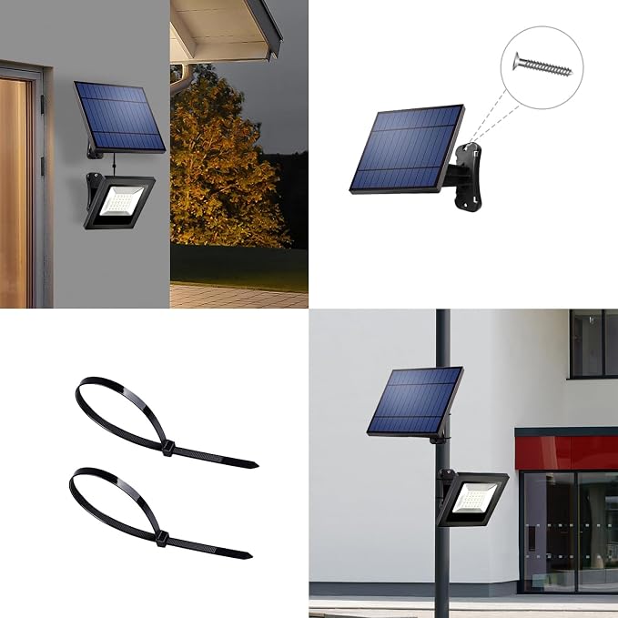 Solar Lights Dusk to Dawn 4400mAh Solar Powered Spotlight Outdoor Waterproof 6000K Wall Mounted Lighting with 16FT Cord for Patio, Flag Pole, Fence, White