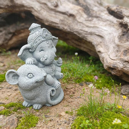 Small Elephant Statue Sandstone Figurine Hindu Meditation Buddha Sculpture for Fish Tank Aquarium Decoration (D)