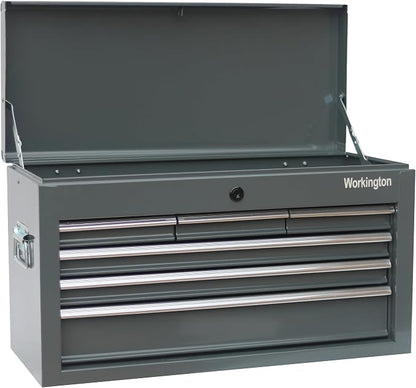 Workington Portable Metal Tool Chest with 6 Drawers, 24" 6-Drawer Tool Chest Cabinet with Ball Bearing Drawer Slides, Steel Tool Storage Box Organizer 4005 Gray