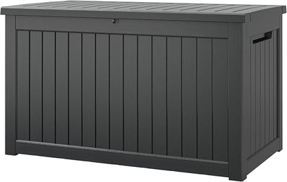 NUNU LAB 270 Gallon Large Resin Deck Box, Waterproof Outdoor Storage Box, Lockable Storage Bin for Patio Furniture, Garden Tools, Pool Accessories, UV-Resistant & All-Weather, Black