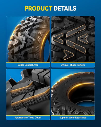 PHILTOP Size 26x11-12 Tires ATV UTV Knobby Sport Tire Mud Sand Off-Road All-Terrain Tubeless Set of 2