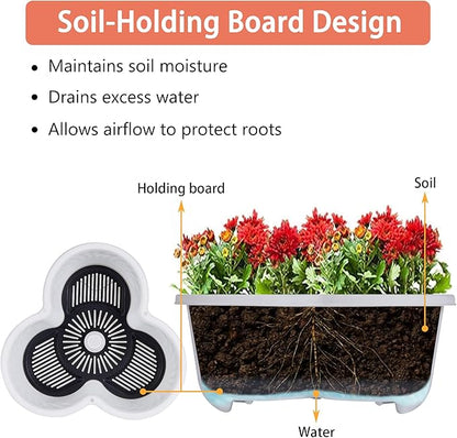 VECELO 5 Tier Vertical Garden Planter, Self Watering Stackable Planters with Wheels for Strawberries, Herbs, Flowers, Vegetables, White