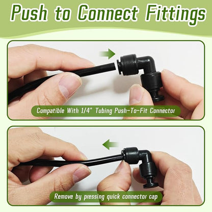 30 PCS Quick Connect 1/4" Drip Irrigation Elbow Fitting, Push-to-Connect Drip Irrigation Elbow Connectors for 1/4 Inch Tubing with 10PCS End Plugs,Hose Connectors for Garden Irrigation System