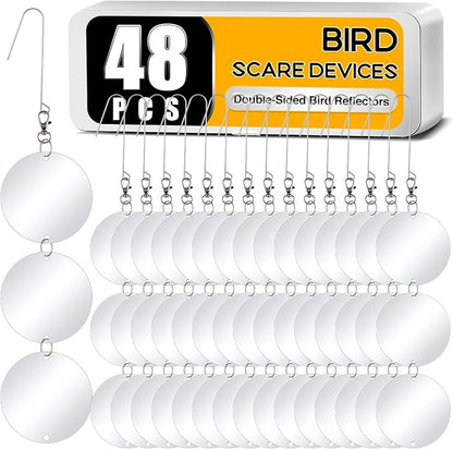 XPCARE 48 Pcs Bird Scare Discs Set, Reflective Double-Sided Bird Reflectors Upgraded Discs Set Reflective to Scare Bird Like Woodpeckers Pigeons Ducks