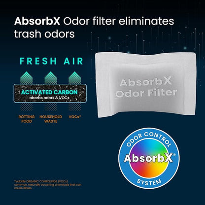 iTouchless Official Trash Can Deodorizer AbsorbX 3-Pack All Natural Activated Charcoal Odor Absorber Stops Garbage Smells, Air Freshener Compost Bin Filter for 8 Gal & Larger Trashcan with Compartment