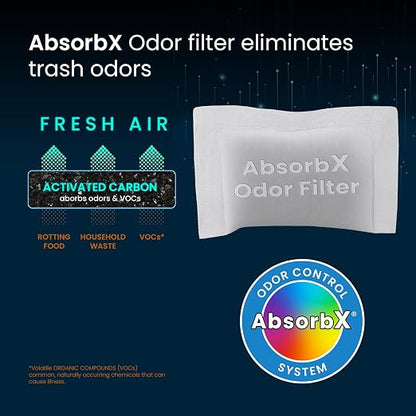 iTouchless Official AbsorbX 3-Pack Trash Can Odor Filters Activated All Natural Charcoal Air Freshener Deodorizer Absorber Stops Garbage Smells for 8 Gallon & Larger Garbage Bins with Compartment