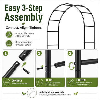 SUNLPH Thickness Metal Garden Arch Trellis for Climbing Plants, Rustproof, Black, 4.6x8.2 or 7.2x6.9 Ft, Wedding Arbor Archway for Bridal Party Flower Decoration