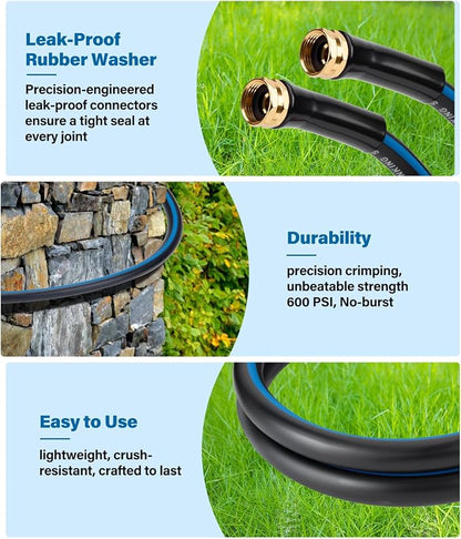 Short Garden Lead-In Hose 3ft X 5/8" Female to Female, 3 Feet Flexible Leader Water Hose With Swivel Handle, Heavy Duty Small Garden Water Hose for Outdoor Indoor