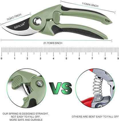 SZHLUX Pruning Shears, Sharp Precision Hand Pruner SK5 Carbon Steel Blades for Garden, Pruning Scissors, 5/8’’ Plant Clippers, Bypass Pruner