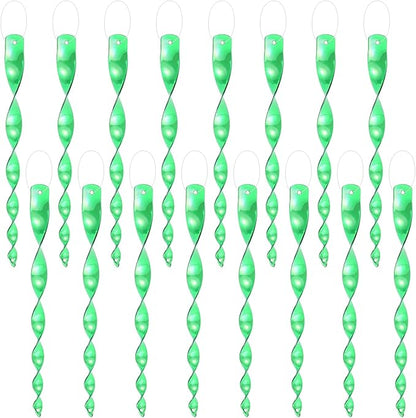 M METERXITY 16-Pack Bird Reflective Rods 11.5 Inch Spiral Bird Scare Rods Hanging Birds Deterrent Device for Yard/Patio/Garden/Farm/Decoration [Green]