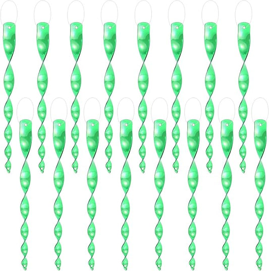 M METERXITY 16-Pack Bird Reflective Rods 11.5 Inch Spiral Bird Scare Rods Hanging Birds Deterrent Device for Yard/Patio/Garden/Farm/Decoration [Green]