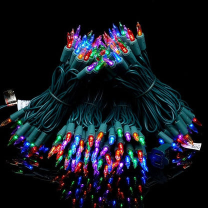 YULETIME 200 Multicolor LED Christmas Lights, 66 ft Green Wire String Light | Stay Lit, End-to-End Connectable, UL Certified, Commercial Grade, 1-Strand 200 Lights, 4" Spacing