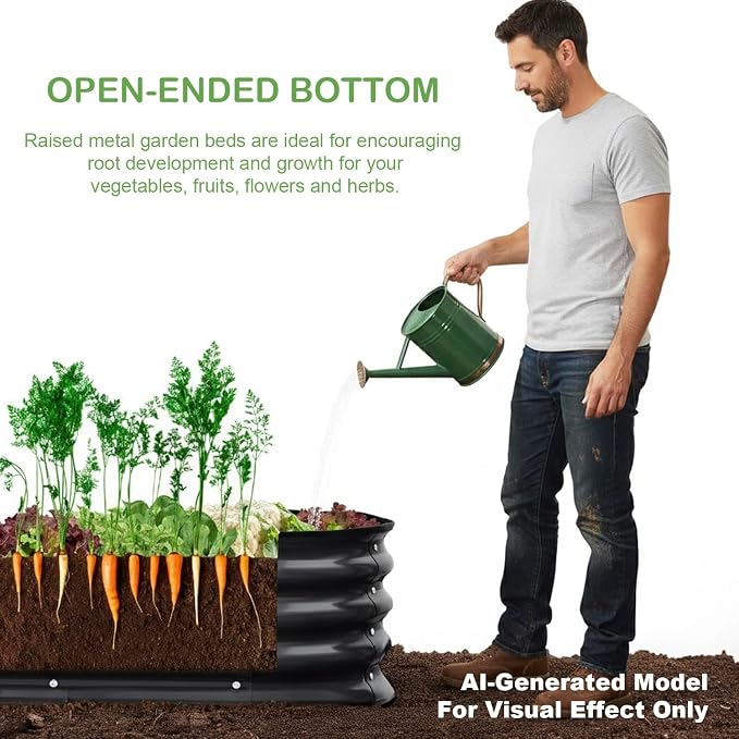 Raised Garden Bed, Metal Planter Box, Outdoor Planting,Metal Bed, Flower Vegetable Herb Planter (1 PCS of 6x3x1 f t, Dark Grey Oval)