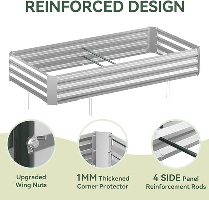 Lineware Raised Garden Bed with Self-Watering System, 6x3x1 ft Elevated Planter Boxes Outdoor with PE Cover, Galvanized Raised Beds for Gardening,Vegetables,Flowers, Backyard, Patio