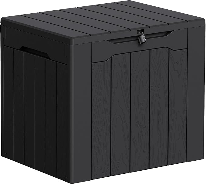 Greesum 33 Gallon Resin Deck Box All Weather Outdoor Storage Boxes for Patio Furniture Set,Outdoor Toys,Garden Tools,Black