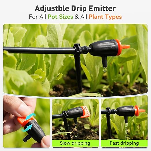RAINPOINT Easy-Setup Automatic Plant Waterer Indoor for Pot Plant Adjustable Water Output,Battery Powered Outdoor IP54 Waterproof Beginner-Friendly Drip Irrigation System Device Kit Water 10-15 Plants