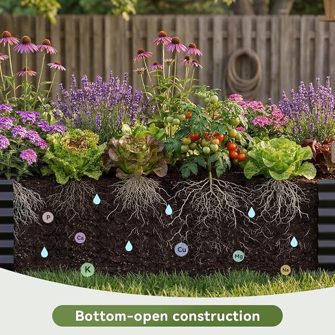 COMHOMA 2 Pack Galvanized Raised Garden Bed,6x3x2ft Large Metal Planter Box for Outdoor Vegetables,Corrugated Steel Herbed Plants Container,Extra Deep Gardeners Kits with Open Bottom
