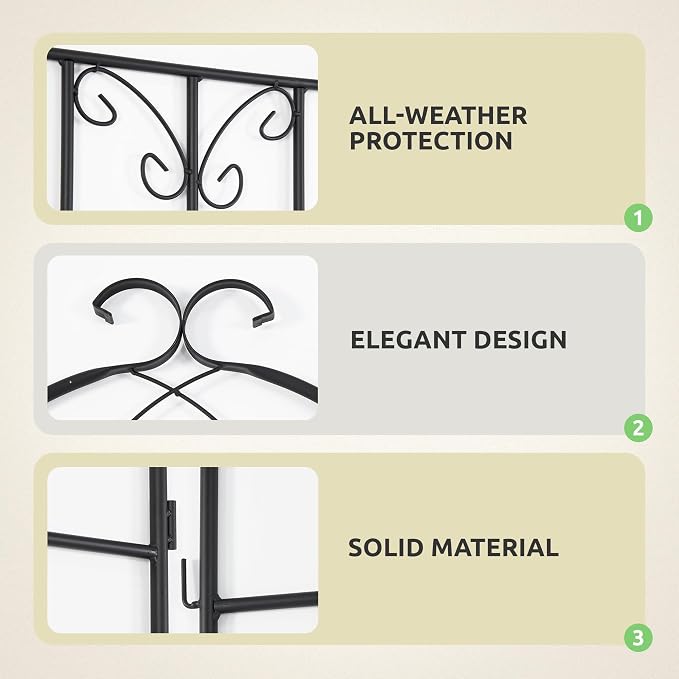 2-Pack 87" x 20" Black Metal Garden Trellises with Butterfly Design | Rust-resistant metal trellises with butterfly arches, scrollwork, spikes, and support for roses, vines, or vegetables