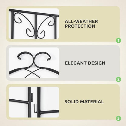 2-Pack 87" x 20" Black Metal Garden Trellises with Butterfly Design | Rust-resistant metal trellises with butterfly arches, scrollwork, spikes, and support for roses, vines, or vegetables