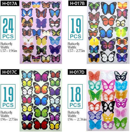 Butterfly Wall Stickers - 80 Pcs 3D Butterflies Decor Mural Wall Decals for Home Room Bedroom Decorations, Removable Reusable Decor