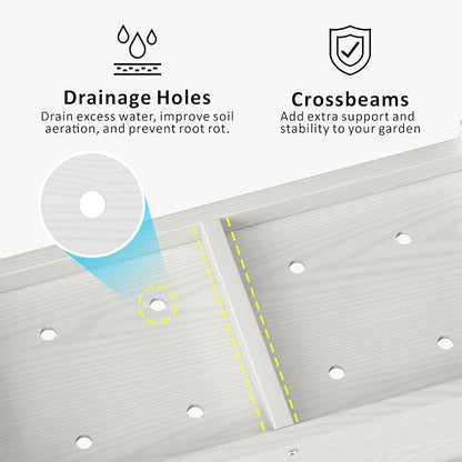 HDPE Raised Planter Box Outdoor,Rot-Resistant and Non-Cracking,Small Raised Beds for Gardening 29.5 * 14.4 * 9.8 in for Yard,Lawn,Outdoor Planter Boxes Rectangle with Drainage Holes White