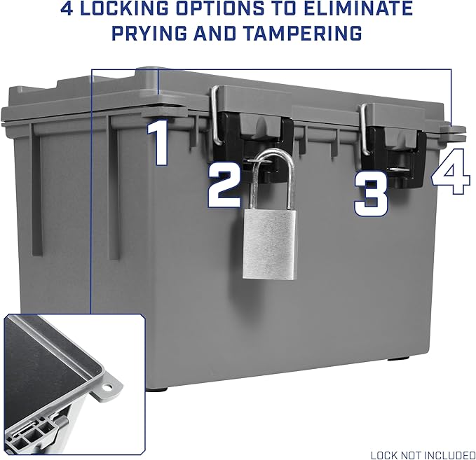 Sheffield XL Ammo Box Made in USA, Stackable Lockable Ammo Storage Box | 2 Pack Lockable Storage Box, Water and Dust Resistant Dry Box, Secures Hunting Gear, Gun Accessories, Supplies, and Bullets
