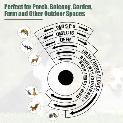 Solar Bird Repeller Outdoor, Woodpecker Deterrent Device for Patio | Ultrasonic Pigeon Waterproof Repellent with Motion Sensor & Flashing Light for Garden&Patio