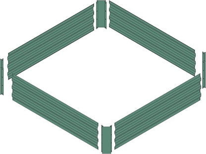 4x4x1ft Green Metal Raised Garden Bed Kit, Galvanized Outdoor Planter Box for Vegetables, Flowers, Herbs, and Succulents,120 Gallon Capacity