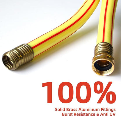 Yellow Garden Hose 3/4 in. x 50 ft. -Non Kinking, Leak Free, Flexible, Male to Female Fittings -Heavy Duty Lightweight Durable PVC Water Hose -150PSI Work & 500PSI Burst, for Lawn & Commercial Use
