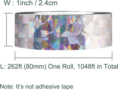 iFealClear 4 Pack Bird Reflective Scare Tapes, Dual-Sided Pigeon Scare Tapes for Garden, Farm, Outdoor, 1048ft Bird Reflective Tape to Keep Away Woodpecker, Blackbirds, Grackles, Herons