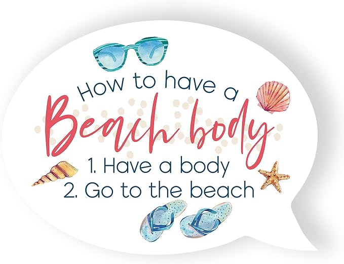 P. Graham Dunn How to Beach Body Nautical White 5.75 x 4.25 Wood Tabletop Thought Bubble Sign